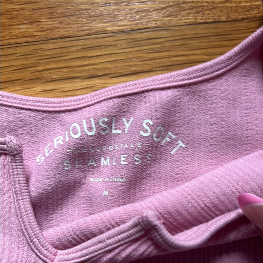 Pink Ribbed Crop Top - Picture 2 of 2